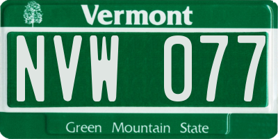 VT license plate NVW077