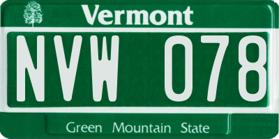 VT license plate NVW078
