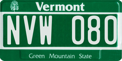 VT license plate NVW080
