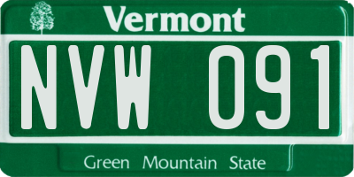 VT license plate NVW091