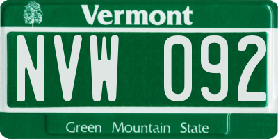 VT license plate NVW092