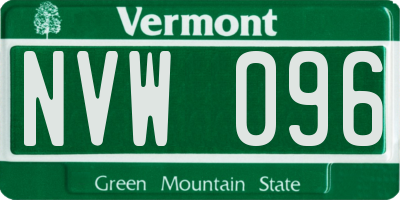 VT license plate NVW096