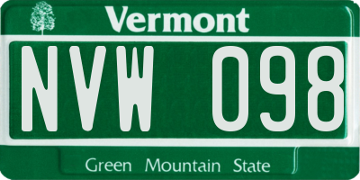 VT license plate NVW098