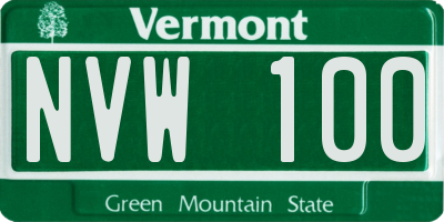 VT license plate NVW100