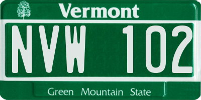VT license plate NVW102