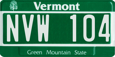 VT license plate NVW104