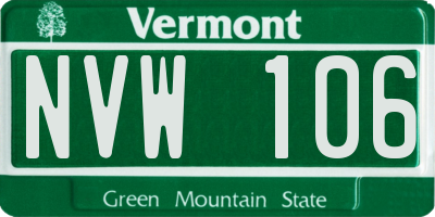 VT license plate NVW106