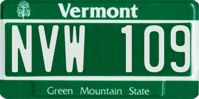VT license plate NVW109