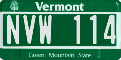 VT license plate NVW114