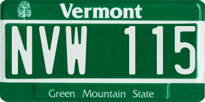 VT license plate NVW115