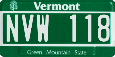 VT license plate NVW118