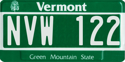 VT license plate NVW122