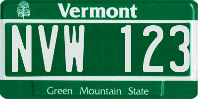 VT license plate NVW123