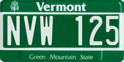 VT license plate NVW125