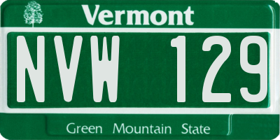 VT license plate NVW129