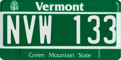VT license plate NVW133
