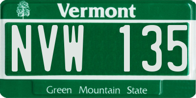 VT license plate NVW135