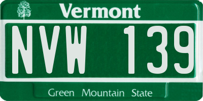 VT license plate NVW139