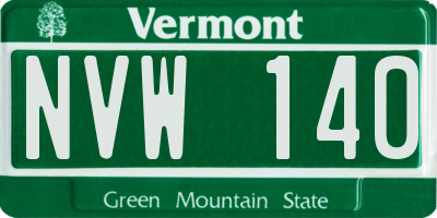 VT license plate NVW140
