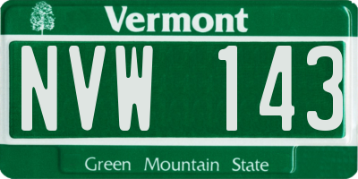 VT license plate NVW143