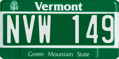 VT license plate NVW149