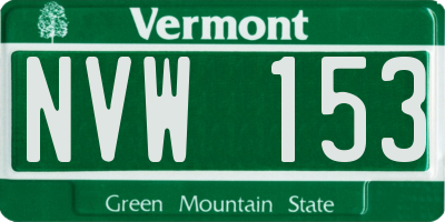 VT license plate NVW153