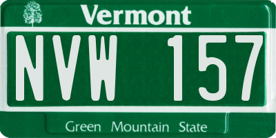 VT license plate NVW157