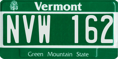 VT license plate NVW162