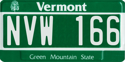 VT license plate NVW166