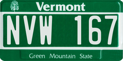 VT license plate NVW167