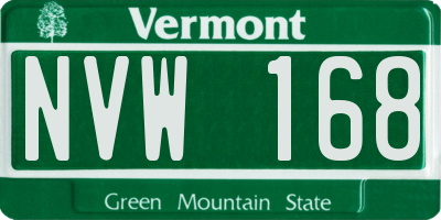 VT license plate NVW168