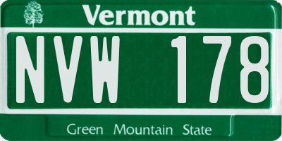 VT license plate NVW178
