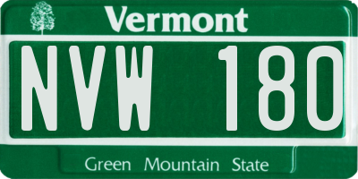 VT license plate NVW180