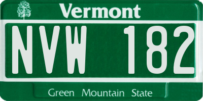 VT license plate NVW182