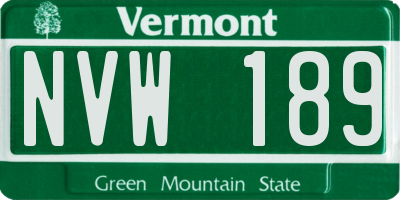 VT license plate NVW189