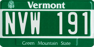 VT license plate NVW191