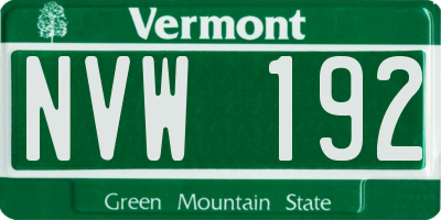 VT license plate NVW192