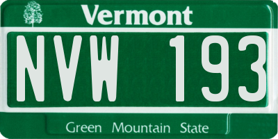 VT license plate NVW193