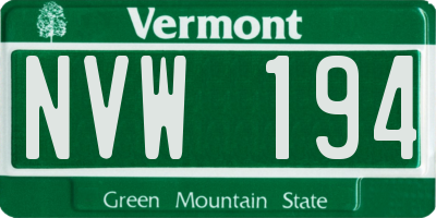 VT license plate NVW194
