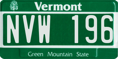 VT license plate NVW196