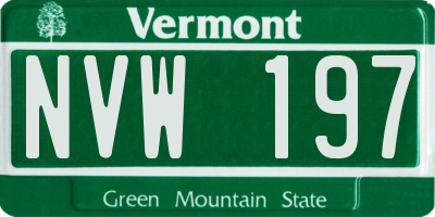 VT license plate NVW197