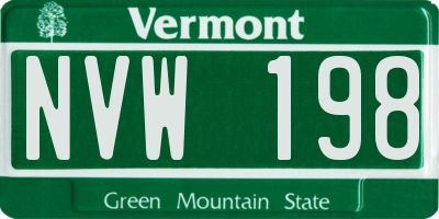 VT license plate NVW198