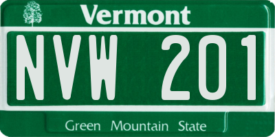 VT license plate NVW201