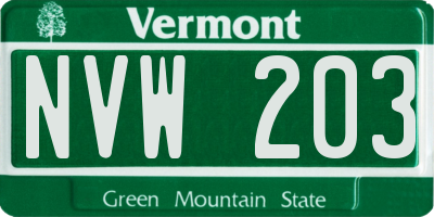 VT license plate NVW203