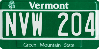 VT license plate NVW204