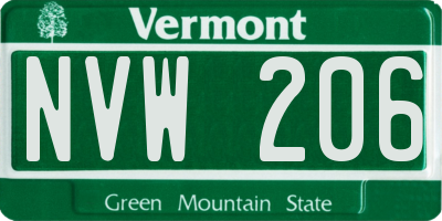 VT license plate NVW206
