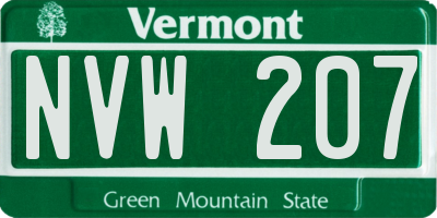 VT license plate NVW207