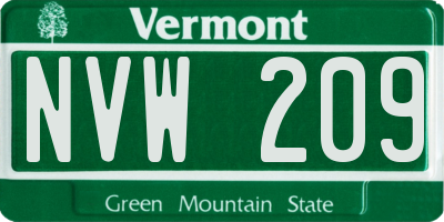 VT license plate NVW209