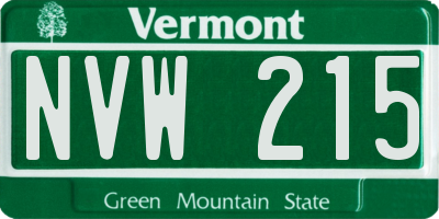 VT license plate NVW215