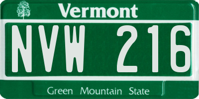 VT license plate NVW216